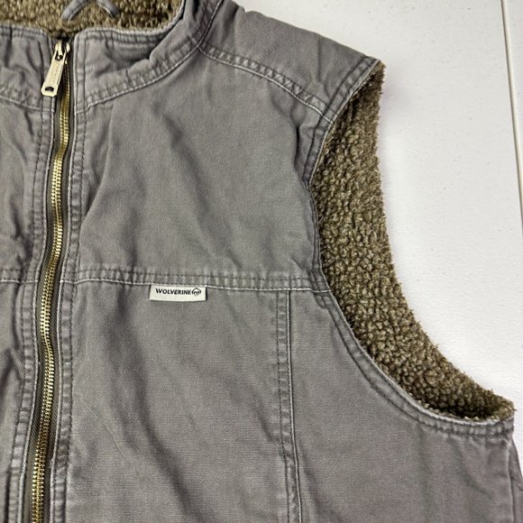 Wolverine Sherpa Lined Canvas Outdoor Work Vest Full Zip Size L Used - Picture 3 of 10